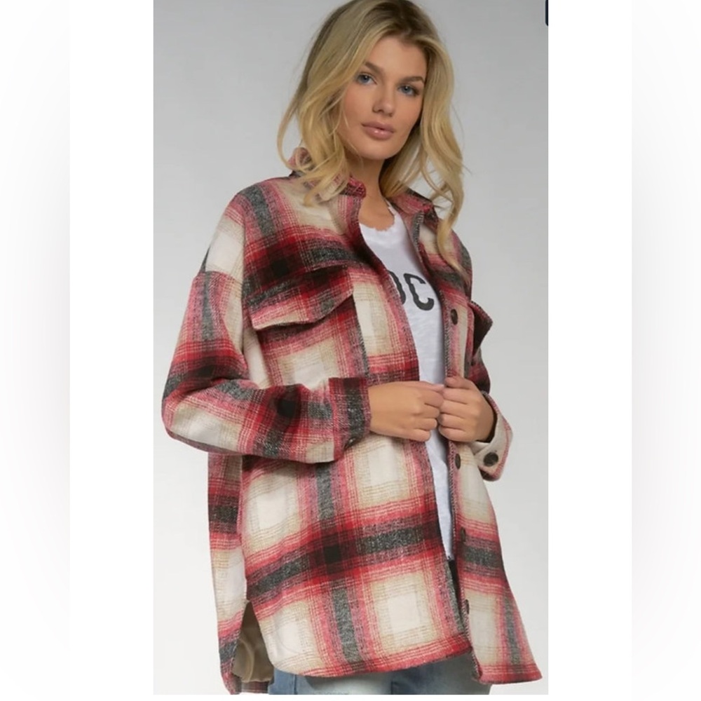 ELAN - Riley Plaid Shacket Small